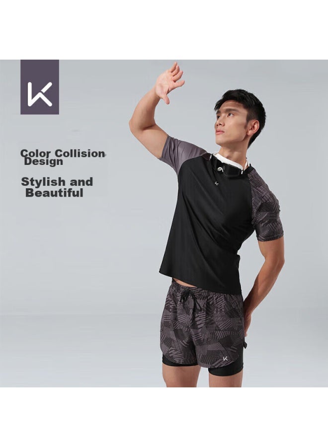 Keep Men's Long-sleeve Swimsuit, Professional Quick-dry Anti-embarrassment, Hot Spring Surfing Suit, Swimming Gear, Long-sleeve Printed, M - Image 2