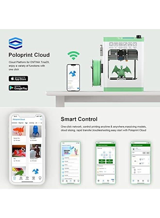 Topleo Tina2S 3D Printers with Wi-Fi Cloud Printing, Fully Assembled and Auto Leveling Mini 3D Printer for Beginners, High Precision Printer with Smart Control and Heated Spring Steel Build Plate - Image 3