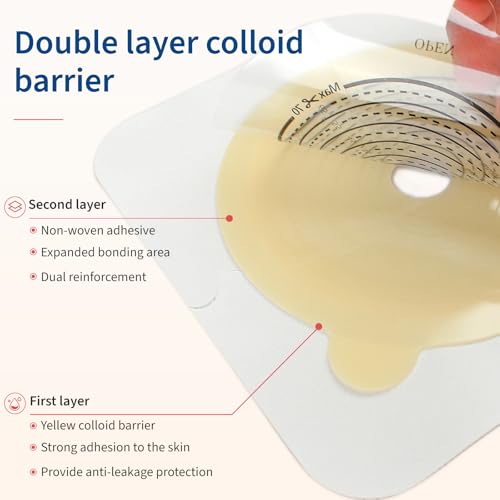 Deraymi 30 Pack Closed Ostomy Colostomy Bags | 2-Piece Ostomy Pouches for Travel & Ileostomy Care | Leak-Resistant & Odor-Control (20 x Ostomy Bags + 10 x Skin Barriers 70mm Max） - Image 3