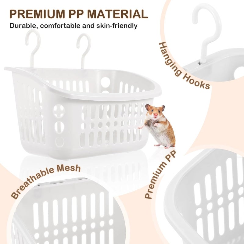 Hamster Hanging Basket and Chinchilla Sleeping Bed 2Pcs Large Rectangular Plastic Pet Nests Gray-White for Small Animals Cage Bedding - Image 5