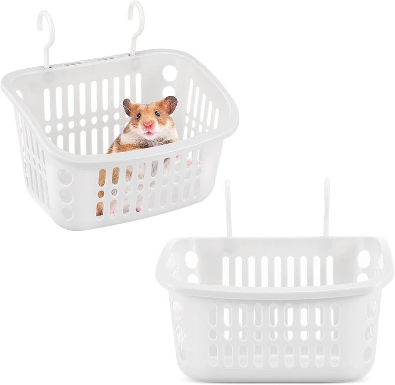 Hamster Hanging Basket and Chinchilla Sleeping Bed 2Pcs Large Rectangular Plastic Pet Nests Gray-White for Small Animals Cage Bedding - Image 1