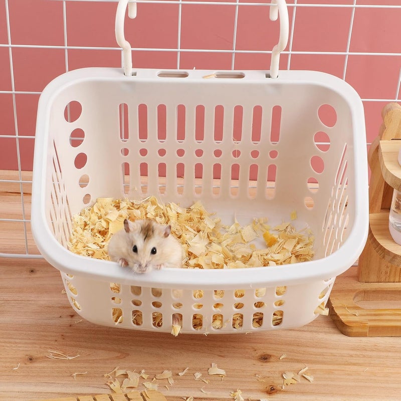 Hamster Hanging Basket and Chinchilla Sleeping Bed 2Pcs Large Rectangular Plastic Pet Nests Gray-White for Small Animals Cage Bedding - Image 4
