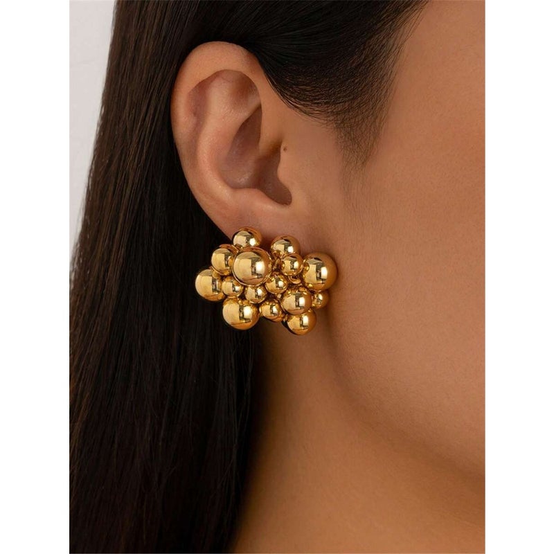 1 Pair Handwoven Beaded Stud Earrings, Modern and Fashionable Elegant Earrings For Women, Suitable For Party and Evening - Image 5