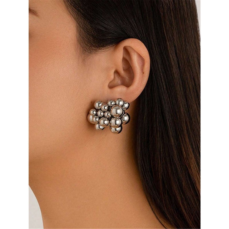 1 Pair Handwoven Beaded Stud Earrings, Modern and Fashionable Elegant Earrings For Women, Suitable For Party and Evening - Image 4