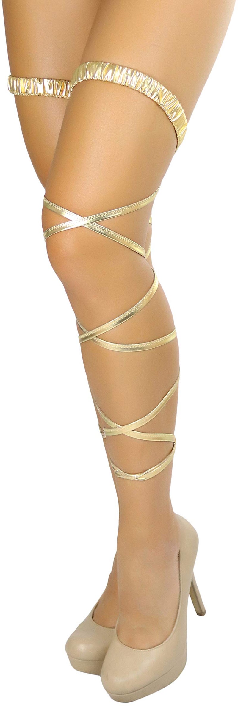 ToBeInStyle Women's Festival Lame Garter Leg Wraps - Gold - OS - Image 3