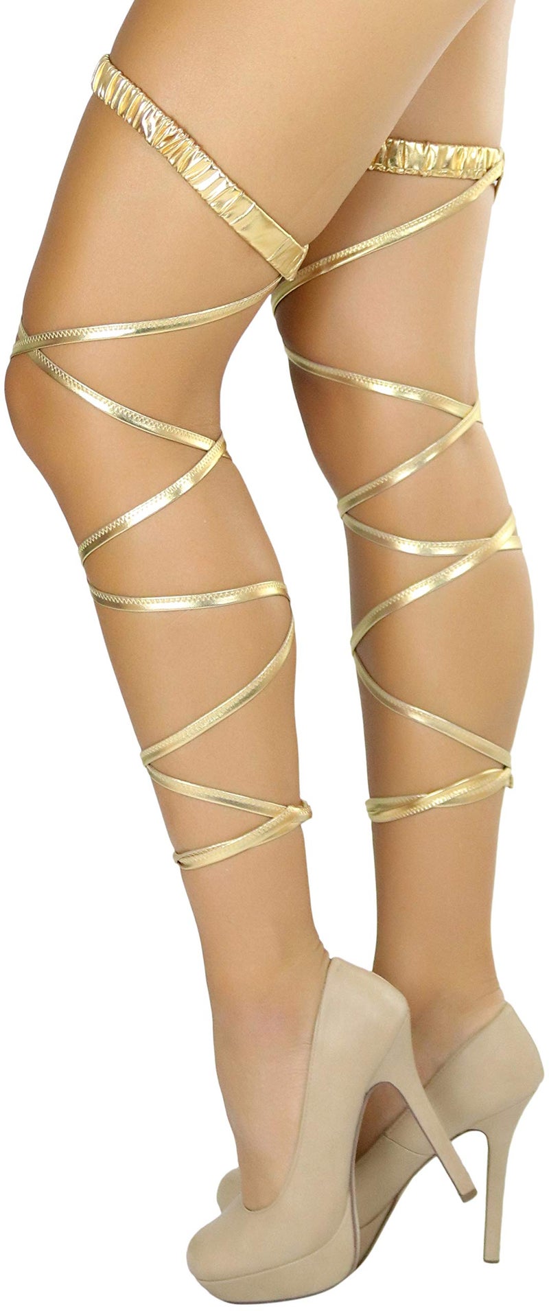 ToBeInStyle Women's Festival Lame Garter Leg Wraps - Gold - OS - Image 5