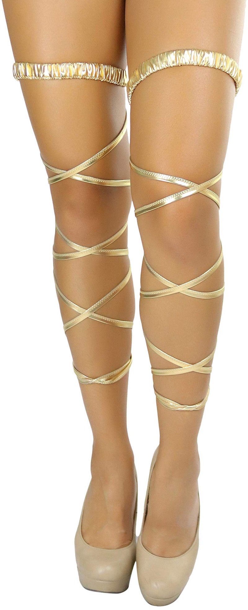 ToBeInStyle Women's Festival Lame Garter Leg Wraps - Gold - OS - Image 1