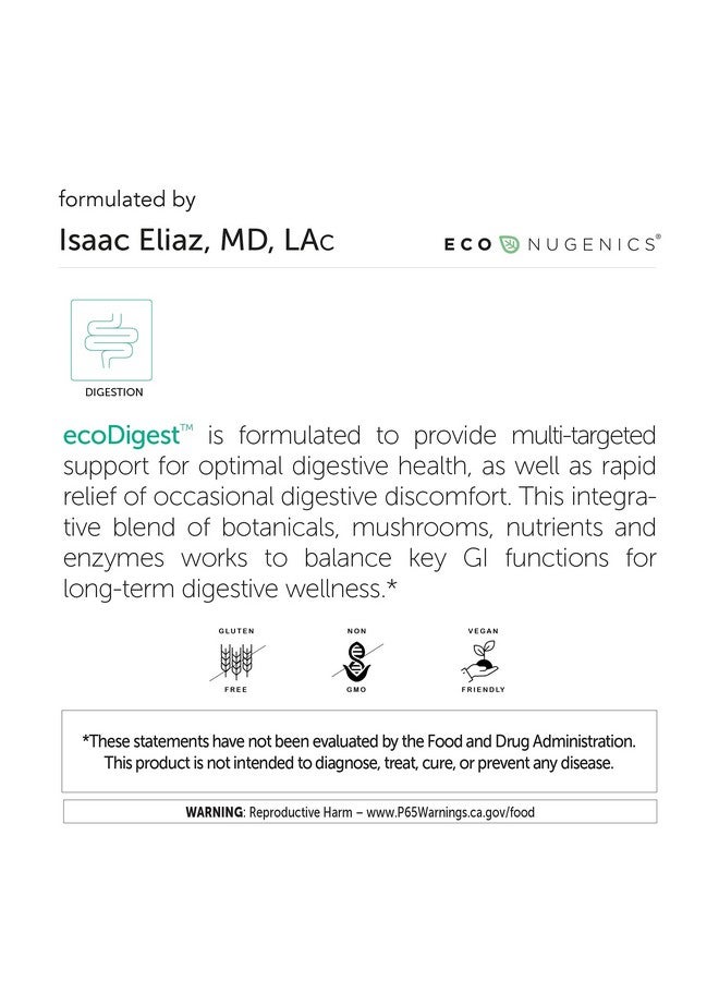 EcoNugenics EcoNugenics EcoDigest Digestive Health Supplement - 60 Capsules- Digestive Support - Herbs, Medicinal Mushrooms & Enzymes  - Image 4