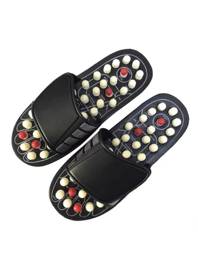 Acupressure Reflexology Foot Massage Slippers with Detachable Nodes & Adjustable Strap, Black .L - Image 1