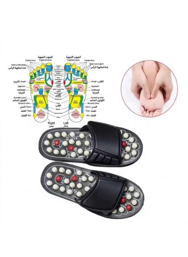 Acupressure Reflexology Foot Massage Slippers with Detachable Nodes & Adjustable Strap, Black .L - Image 2