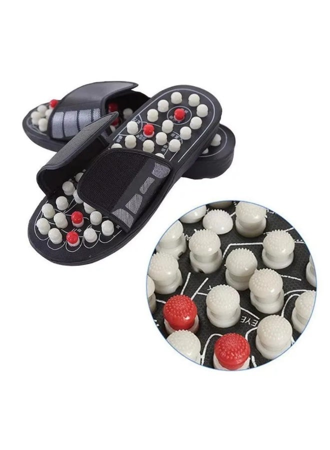 Acupressure Reflexology Foot Massage Slippers with Detachable Nodes & Adjustable Strap, Black .L - Image 3