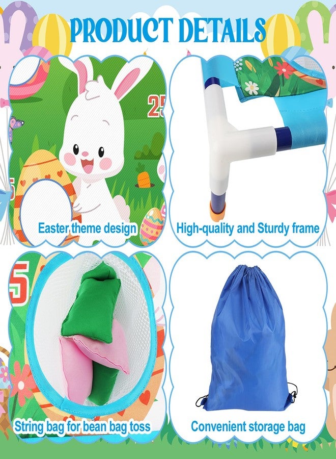 Nlicrst Easter Bean Bag Toss Game Set for Family & Adults - Cornhole Game with Portable PVC Frame (21.3x31.5inch), 6 Bean Bags (Pink & Green) - Fun Indoor Outdoor Easter Party Games - Image 3