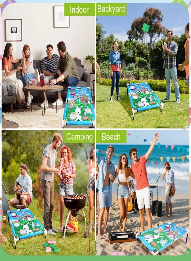Nlicrst Easter Bean Bag Toss Game Set for Family & Adults - Cornhole Game with Portable PVC Frame (21.3x31.5inch), 6 Bean Bags (Pink & Green) - Fun Indoor Outdoor Easter Party Games - Image 5