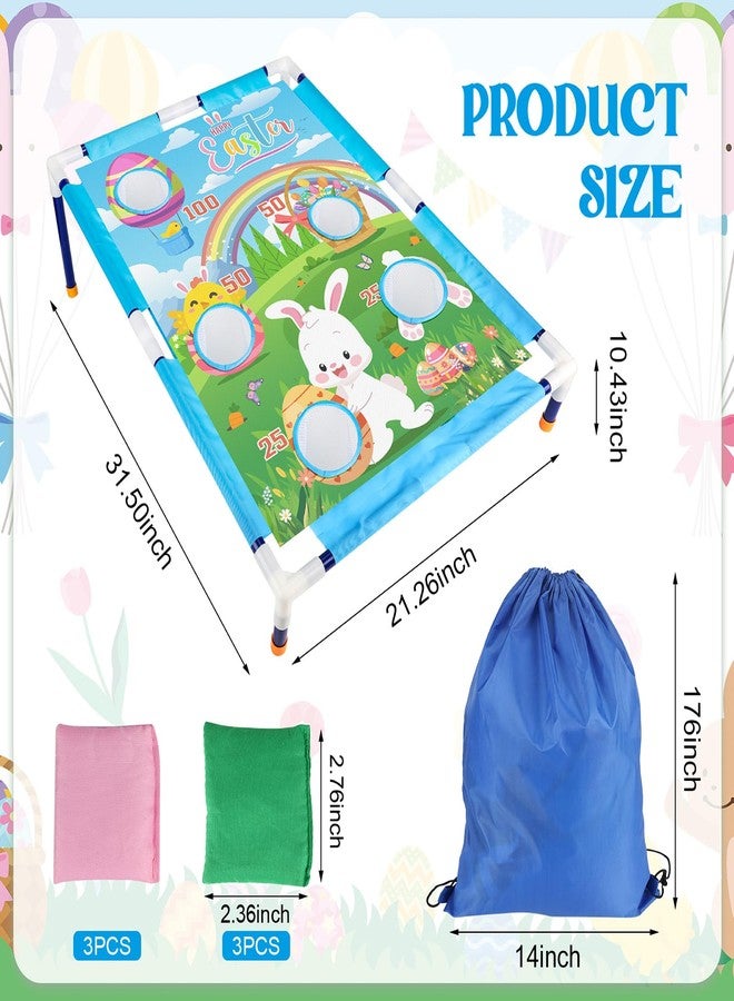 Nlicrst Easter Bean Bag Toss Game Set for Family & Adults - Cornhole Game with Portable PVC Frame (21.3x31.5inch), 6 Bean Bags (Pink & Green) - Fun Indoor Outdoor Easter Party Games - Image 2