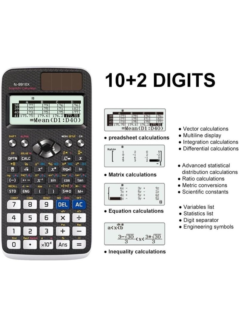 FX-991EX Scientific Calculator, 552 Functions Engineering Calculator, High-Resolution 10+2 Digits Display, with Sliding Hard Case - for School, Students, Teachers, Office, Business - Image 3