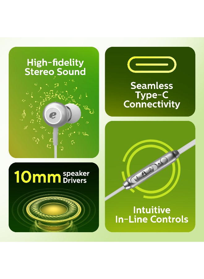 Acer Wired In-Ear Headphones – USB Type-C Earphones with Built-in Mic, Noise Isolating Stereo Audio, & Volume Control for iPhone, Android Series – Black - Image 2