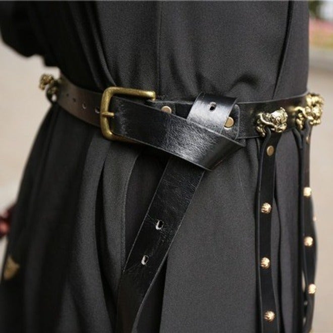 إكسسوارات هانفو حزام رقبة دائري وحزام خصر بأسلوب مينغ مع إبزيم إبرة، حزام جلد صناعي لبدلة فاييو، حزام خصر قابل للتعديل - Image 3
