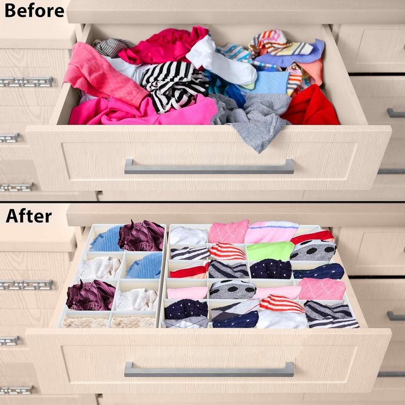 Simple Houseware closet underwear organizer drawer divider 4 set, beige - Image 3