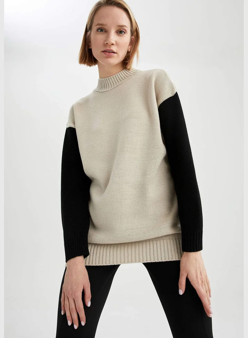 ديفاكتو Woman Tricot Regular Fit Mock Neck Tunic