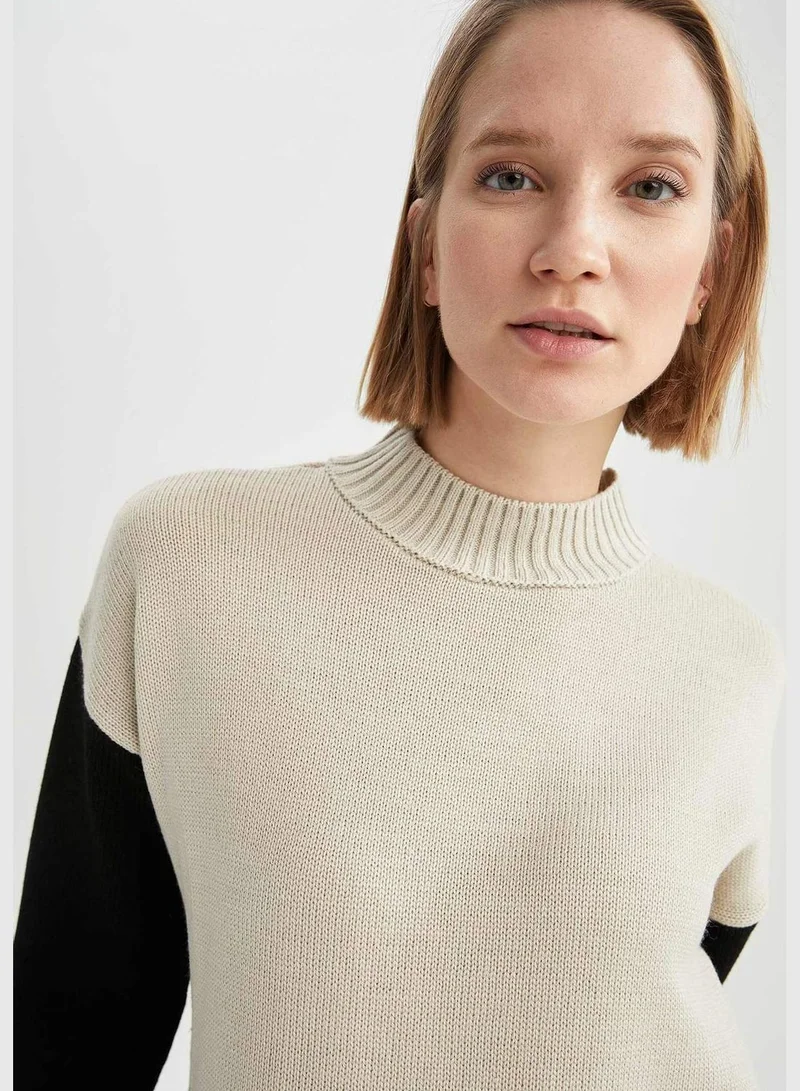 ديفاكتو Woman Tricot Regular Fit Mock Neck Tunic