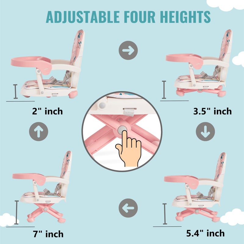 Dream On Me Munch N Go Booster Seat for Dining Table, Lightweight Compact Fold Travel Booster Seat, 3-in-1 Convertible, Four Level Height Adjustment and Easy Tray Removal - Image 4