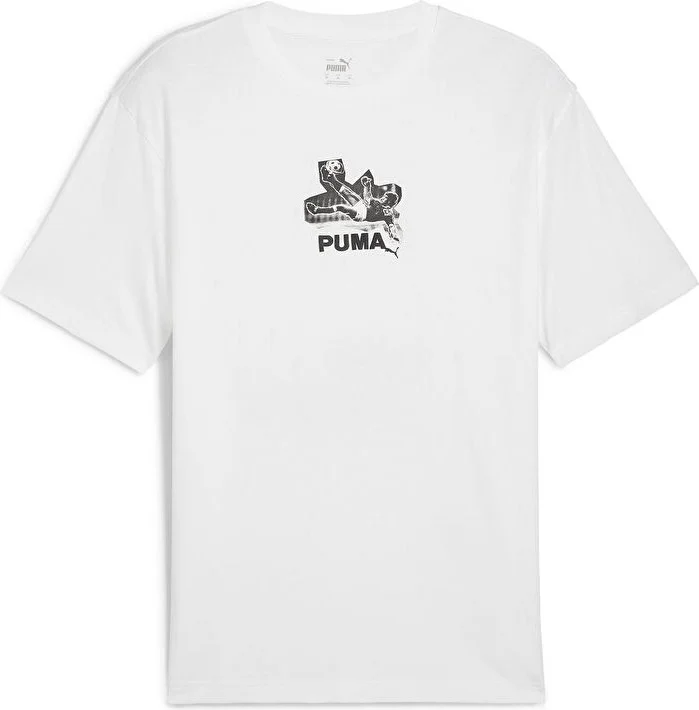 PUMA Graphics Bicycle Kick Tee Men's Casual T-Shirt 62800502 White