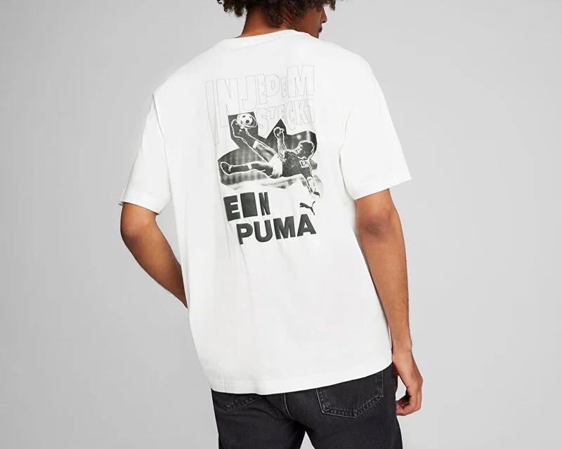 PUMA Graphics Bicycle Kick Tee Men's Casual T-Shirt 62800502 White