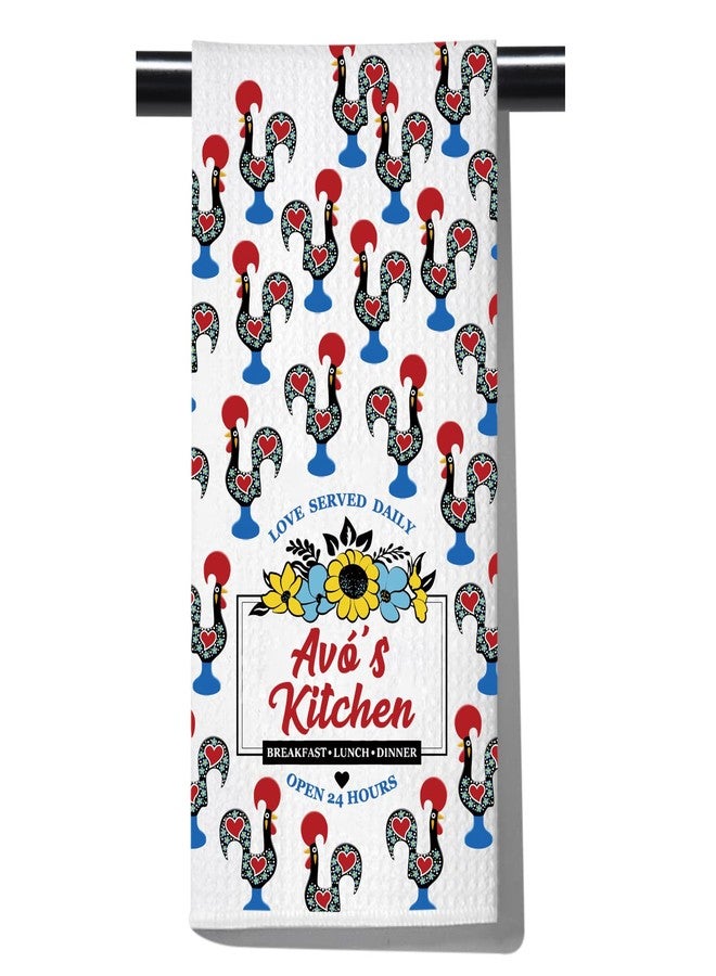POFULL Portuguese Rooster Gift Grandma Kitchen Gift Love Served Here Gift Housewarming Gift Portuguese Grandma Kitchen Towel (Love Served Daily) - Image 1