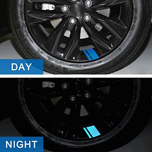 Kelenate® (Blue) 6pcs Wheel Rim Stripe Reflective Stickers for Car Vinyl Reflective Safety Decoration Stripe Universal Rim Decals for Bumper Fender Accessories Compatible with Ignis - Image 4