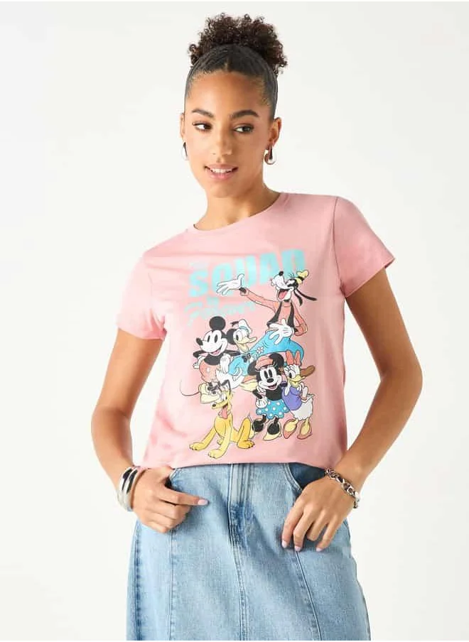 SP Characters Mickey Mouse and Friends Print T-shirt with Crew Neck