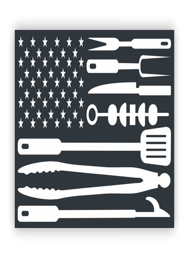 VulgrCo USA American Barbeque Tool Flag BBQ Cooking Funny Sticker Vinyl Waterproof UV Resistant Decal for Phones Laptops Water Bottles Tumblers Boats Cars Trucks Windows Kayak 3" inch Bumper Stickers - Image 1