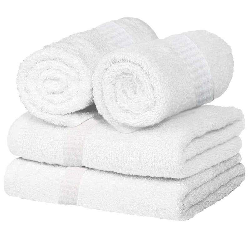 AYUS 100% Cotton (400 GSM / 30 x 60 inch) Large Bath Towel Ultra Soft Super Absorbent/Antibacterial (White, Set of 4) - Image 5
