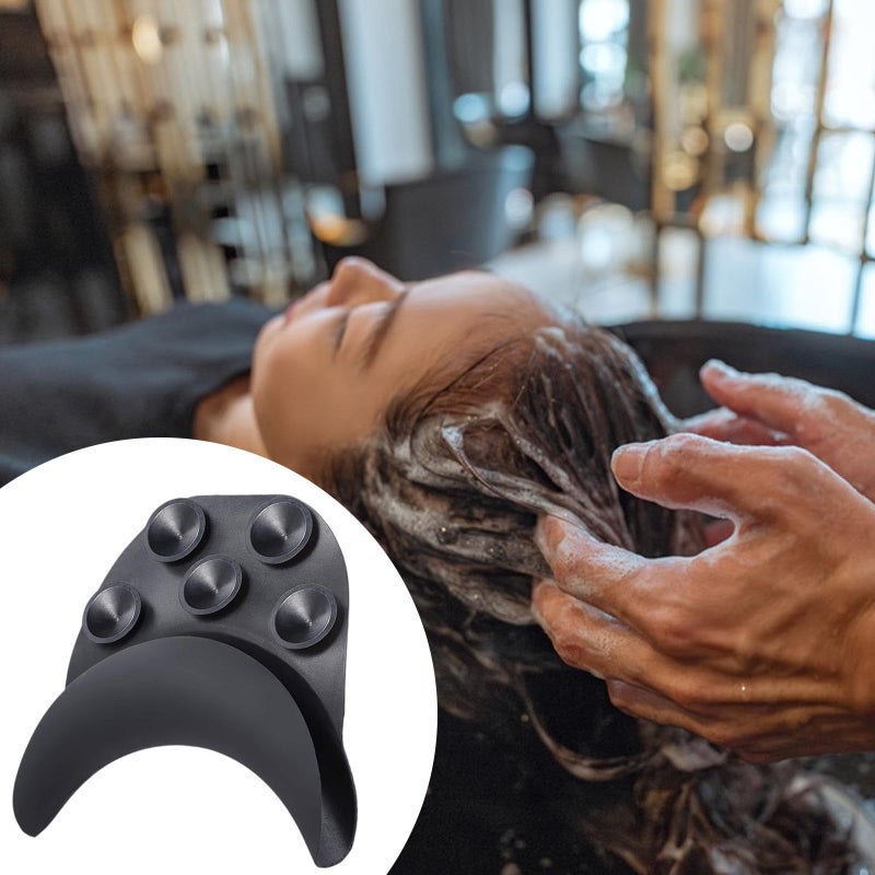 Black Salon Shampoo Bowl Neck Rest Pillow with Suction Cups Non Slip Ergonomic Design - Image 5