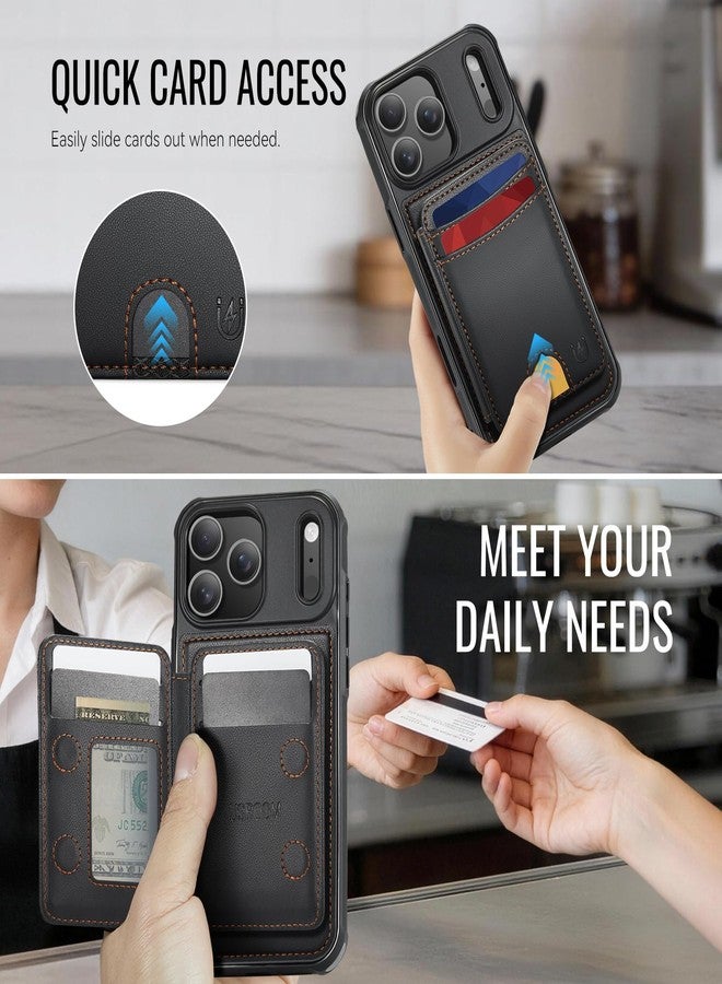 Usroom for iPhone 17 Pro Case Wallet Compatible with Magsafe, RFID Blocking Magnetic Card Holder 2 in 1 Detachable Kickstand Shockproof Phone Case for iPhone 17 Pro 6.3" Black - Image 4
