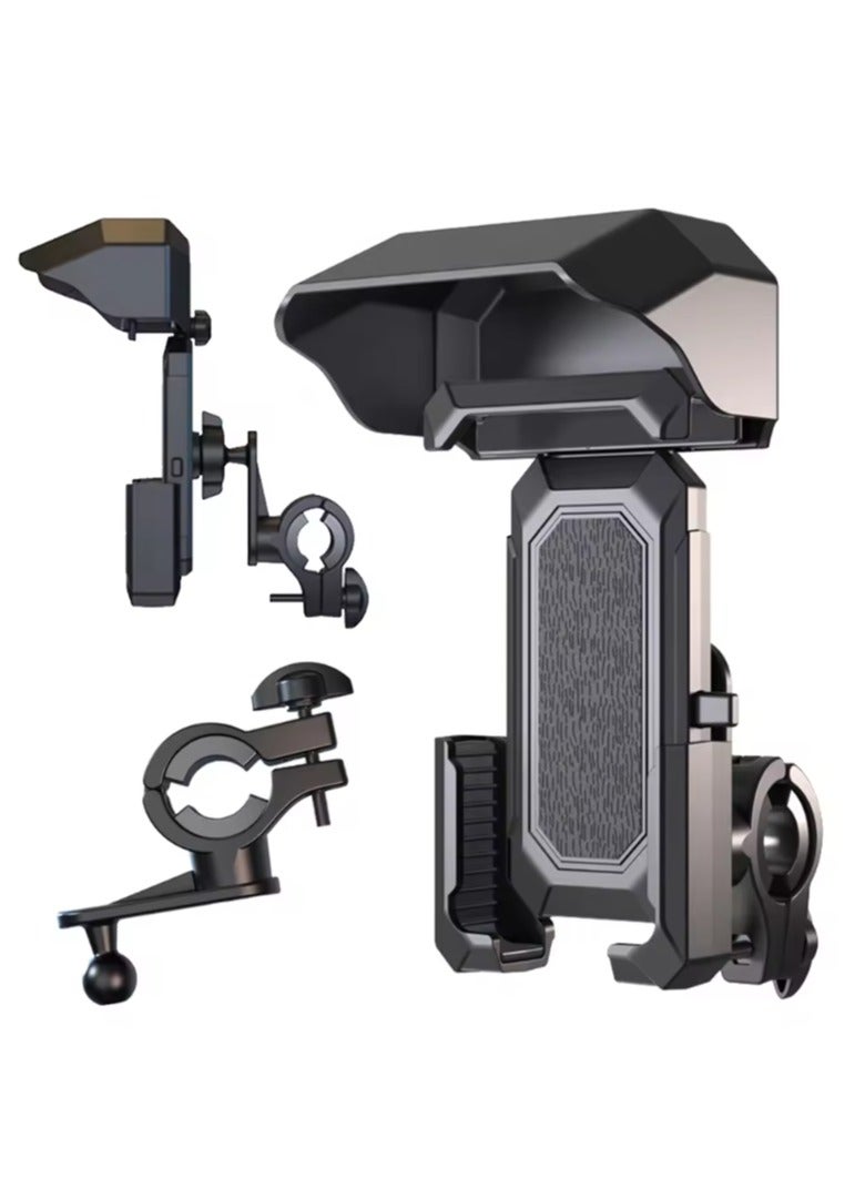 Generic Bicycle Motorcycle Phone Holder, Anti-Shake & 360° Adjustment Bike Phone Holder,  Cycling Phone Mount with Sun Shade/Rain Cover  - Image 1
