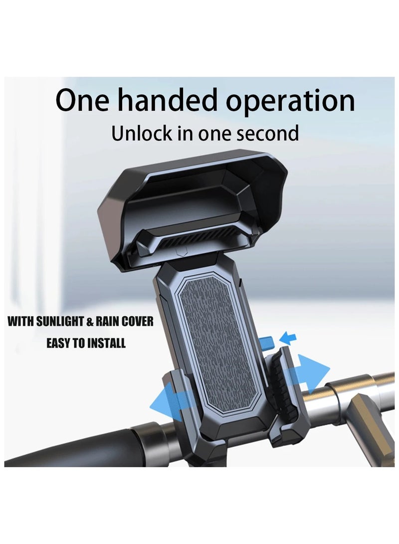 Generic Bicycle Motorcycle Phone Holder, Anti-Shake & 360° Adjustment Bike Phone Holder,  Cycling Phone Mount with Sun Shade/Rain Cover  - Image 2