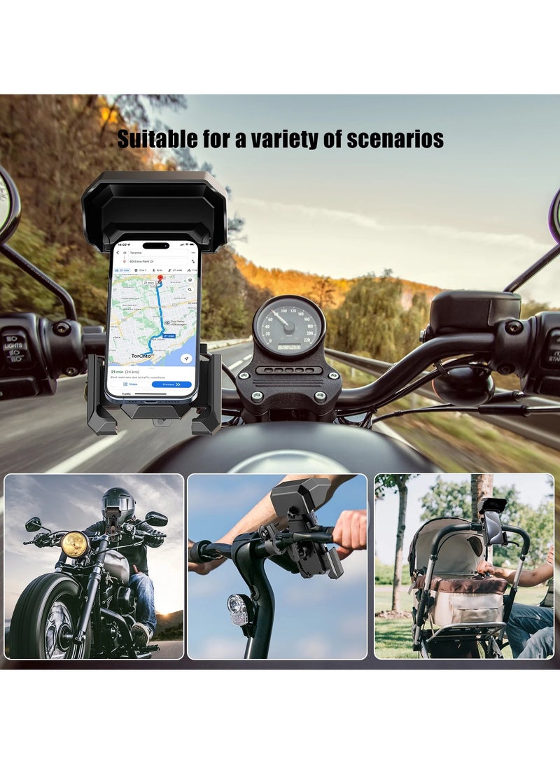 Generic Bicycle Motorcycle Phone Holder, Anti-Shake & 360° Adjustment Bike Phone Holder,  Cycling Phone Mount with Sun Shade/Rain Cover  - Image 5