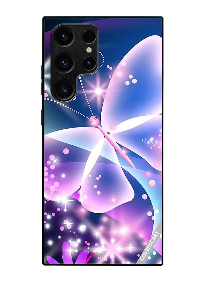 COVERSCART Protective Case Cover For Samsung Galaxy S23 Ultra Lighten Pink Butterfly Design Multicolour