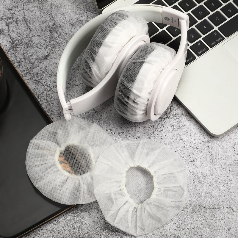 BBTO 100 Pieces Headphone Ear Covers Disposable Earphone Sanitary Non-Woven Stretch Earpad Covers Fit for Most on Ear Headphones(11 cm,White) - Image 5