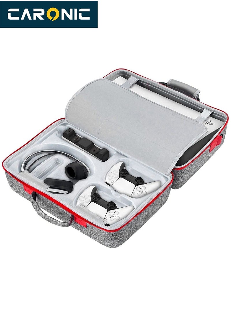 CARONIC Travel Handbag For PS5 Console Shockproof Shoulder Bag Grey  - Image 3