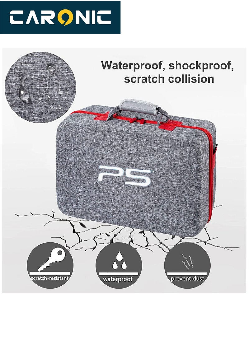 CARONIC Travel Handbag For PS5 Console Shockproof Shoulder Bag Grey  - Image 5