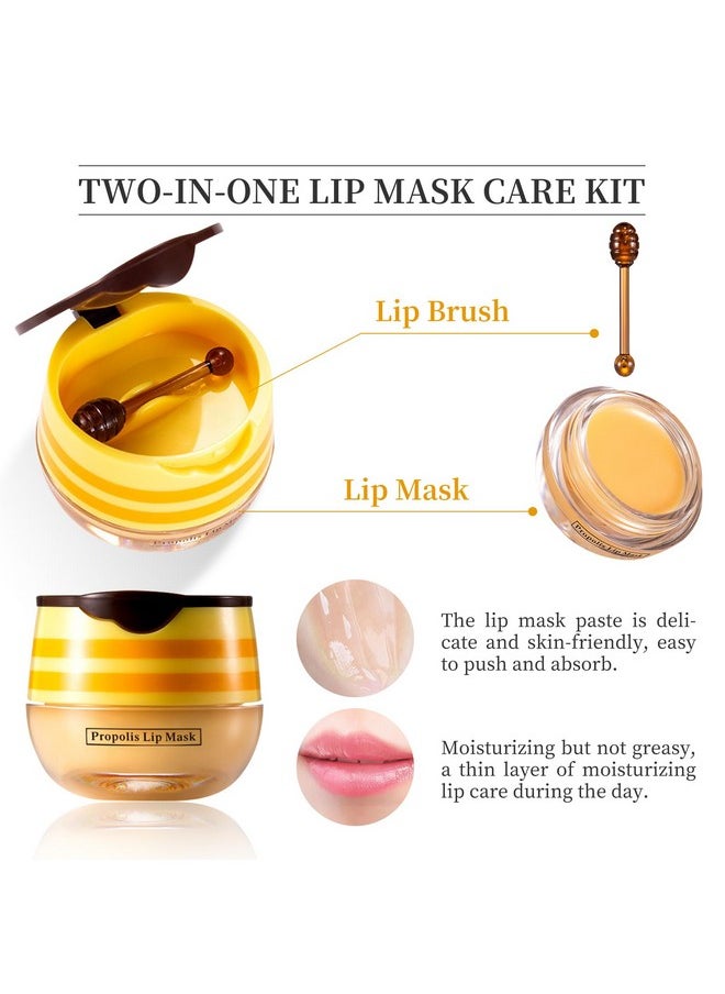 LSxia 4 Pcs Bee Balm Lip Balm Honey Pot Strawberry & Balm Honey Lip Mask Reduces Lip Lines Hydrate & Moisturizing Lip Skin Care Prevention Dry Cracked Lips Lip Bee Balm For Lip Repair Treatment  - Image 3