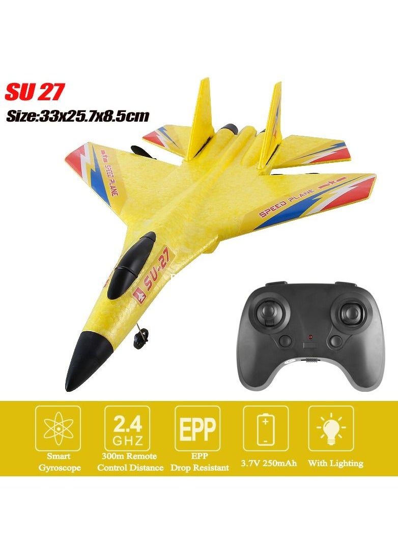 AROAQ RC Foam Aircraft Remote Control Airplane Foam Toys for Children SU27 Yellow  - Image 1