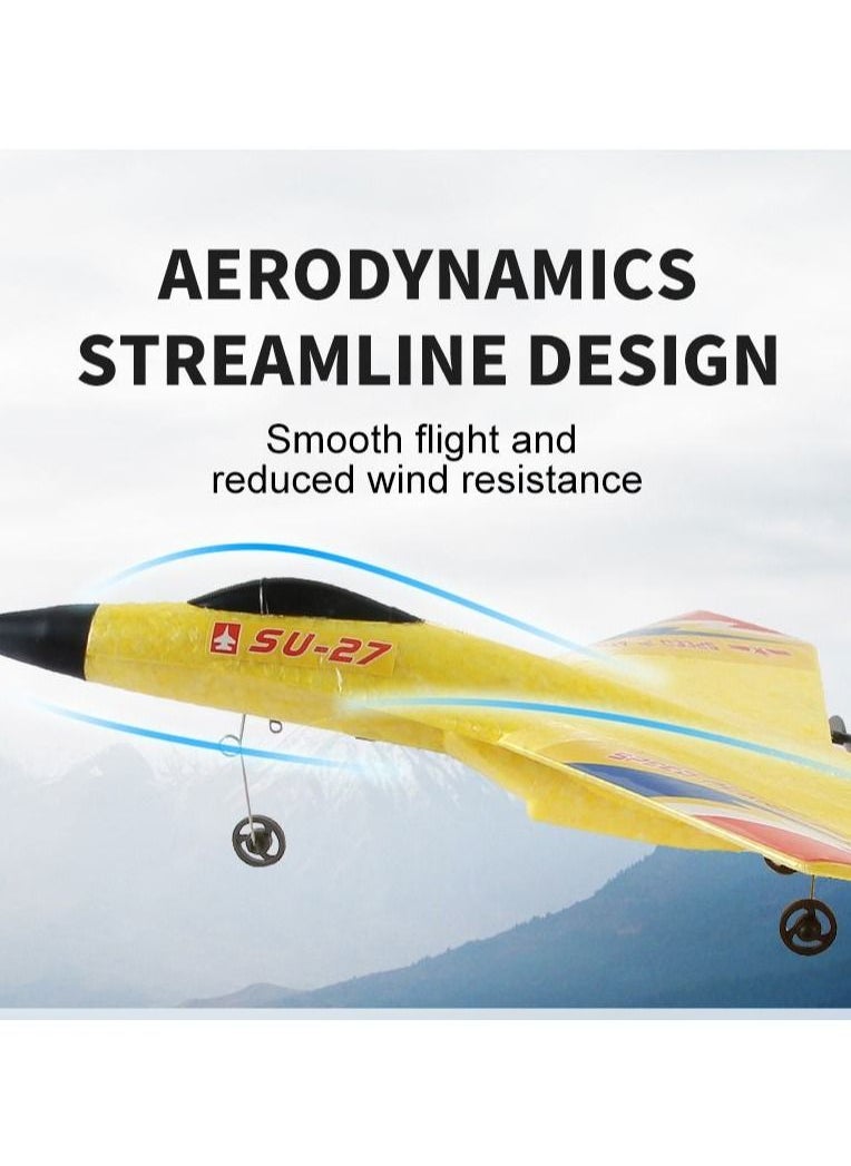 AROAQ RC Foam Aircraft Remote Control Airplane Foam Toys for Children SU27 Yellow  - Image 2