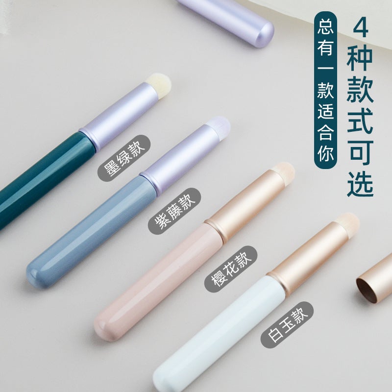 Cangzhou Morandi Mini Lip Brush With Lid New Student Portable Sizzy Short Handle Round Head Lip Cosmetic Brush - Image 4
