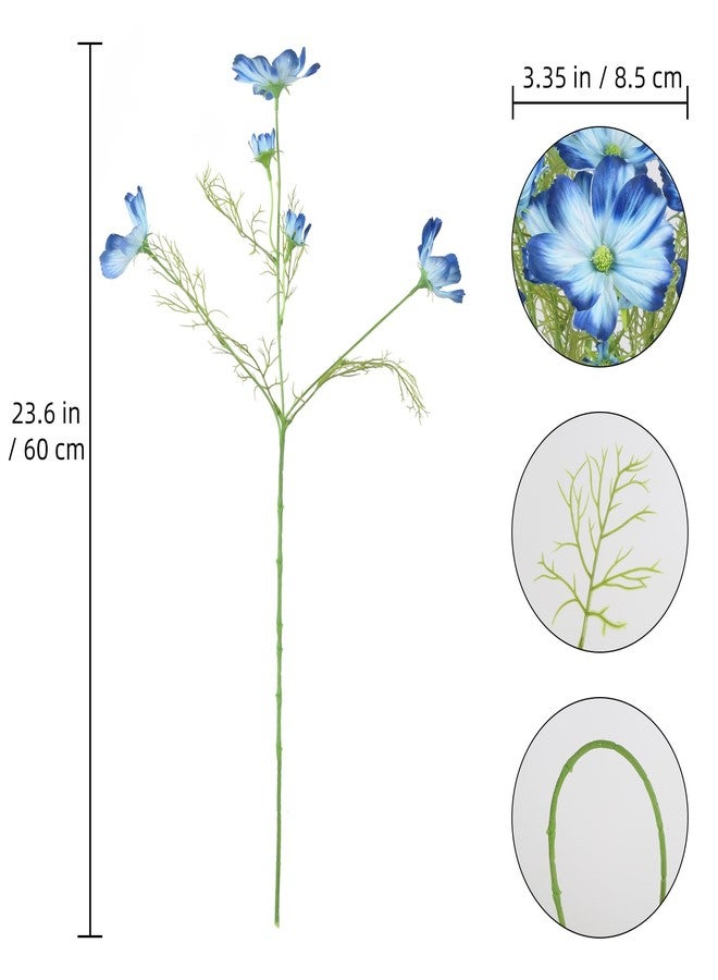 IPOPU 8Pcs Cosmos Flowers Artificial Blue Faux Wildflowers Vase Decor 40 Heads Daisy Silk Flowers for Wedding and Engagement Centerpiece Bathroom Home Decoration(Royal Blue) - Image 2