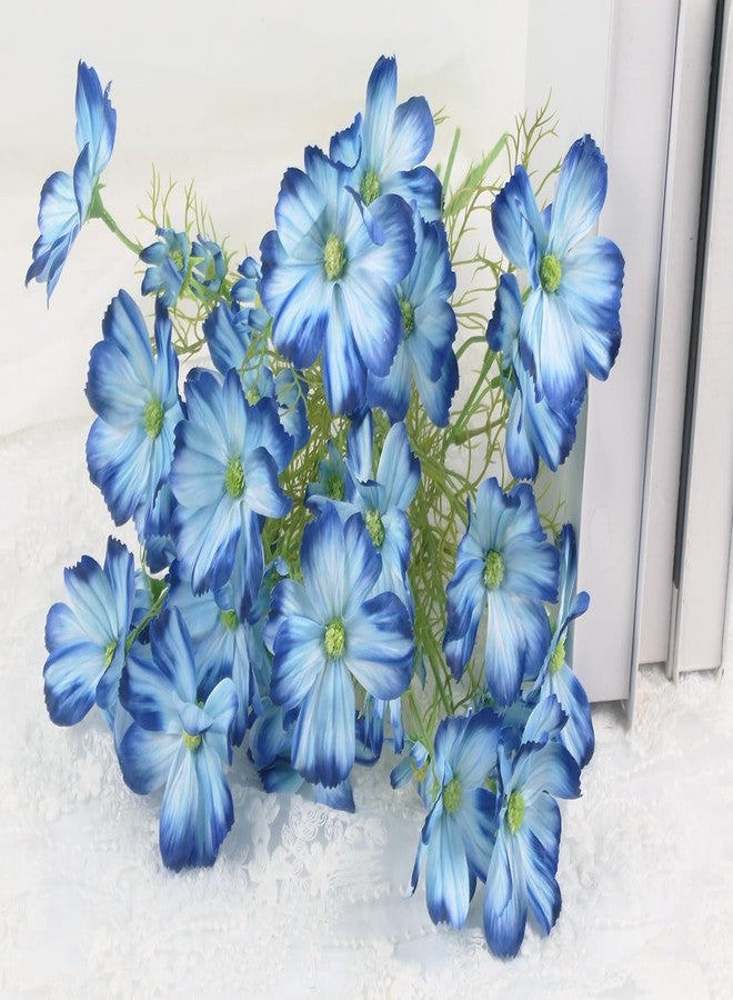IPOPU 8Pcs Cosmos Flowers Artificial Blue Faux Wildflowers Vase Decor 40 Heads Daisy Silk Flowers for Wedding and Engagement Centerpiece Bathroom Home Decoration(Royal Blue) - Image 5