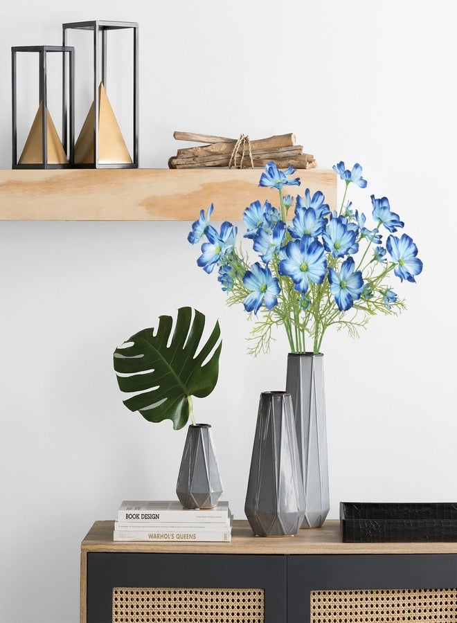 IPOPU 8Pcs Cosmos Flowers Artificial Blue Faux Wildflowers Vase Decor 40 Heads Daisy Silk Flowers for Wedding and Engagement Centerpiece Bathroom Home Decoration(Royal Blue) - Image 4