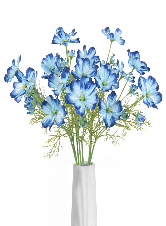 IPOPU 8Pcs Cosmos Flowers Artificial Blue Faux Wildflowers Vase Decor 40 Heads Daisy Silk Flowers for Wedding and Engagement Centerpiece Bathroom Home Decoration(Royal Blue) - Image 1