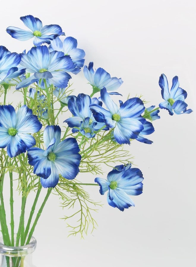 IPOPU 8Pcs Cosmos Flowers Artificial Blue Faux Wildflowers Vase Decor 40 Heads Daisy Silk Flowers for Wedding and Engagement Centerpiece Bathroom Home Decoration(Royal Blue) - Image 3